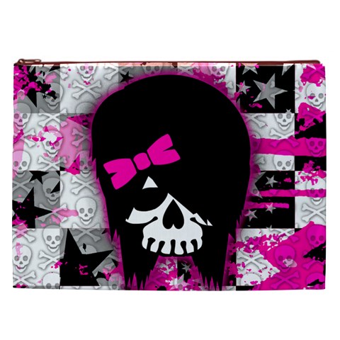 Scene Kid Girl Skull Cosmetic Bag (XXL) from ArtsNow.com Front