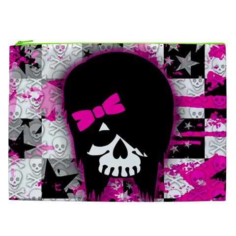 Scene Kid Girl Skull Cosmetic Bag (XXL) from ArtsNow.com Front