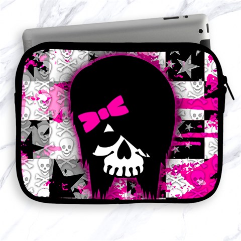 Scene Kid Girl Skull Apple iPad 2/3/4 Zipper Case from ArtsNow.com Front