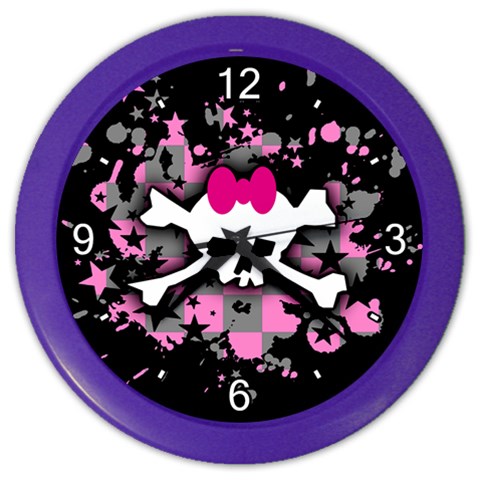 Scene Skull Splatter Color Wall Clock from ArtsNow.com Front