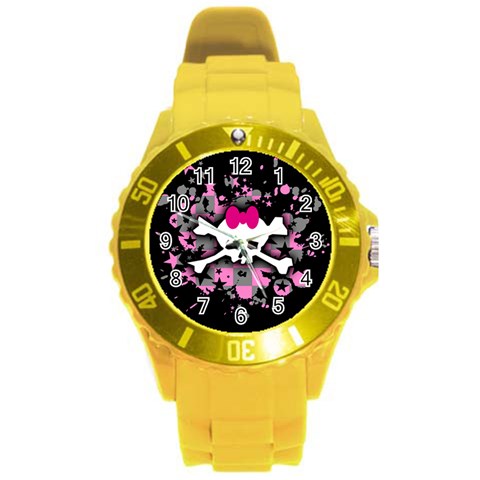 Scene Skull Splatter Round Plastic Sport Watch Large from ArtsNow.com Front