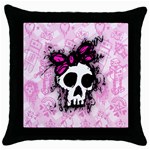 Sketched Skull Princess Throw Pillow Case (Black)