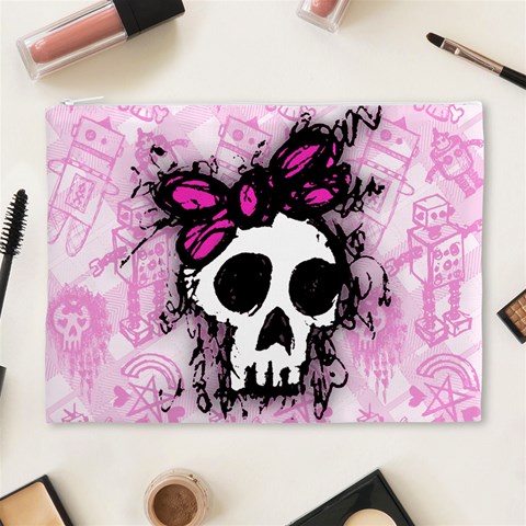 Sketched Skull Princess Cosmetic Bag (XL) from ArtsNow.com Front