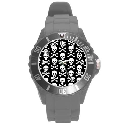 Skull and Crossbones Round Plastic Sport Watch Large from ArtsNow.com Front