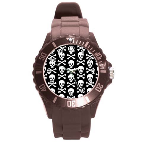 Skull and Crossbones Round Plastic Sport Watch Large from ArtsNow.com Front