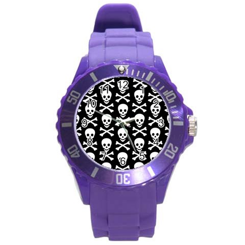 Skull and Crossbones Round Plastic Sport Watch Large from ArtsNow.com Front