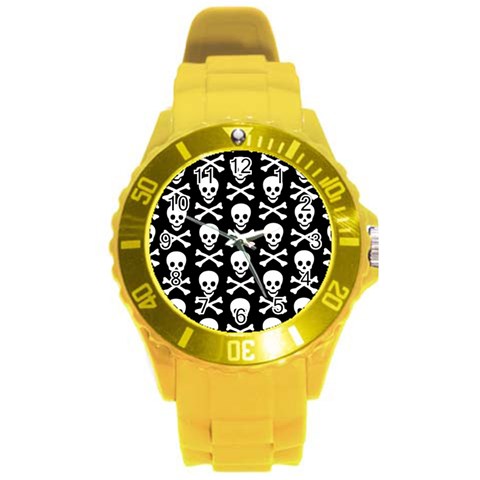 Skull and Crossbones Round Plastic Sport Watch Large from ArtsNow.com Front