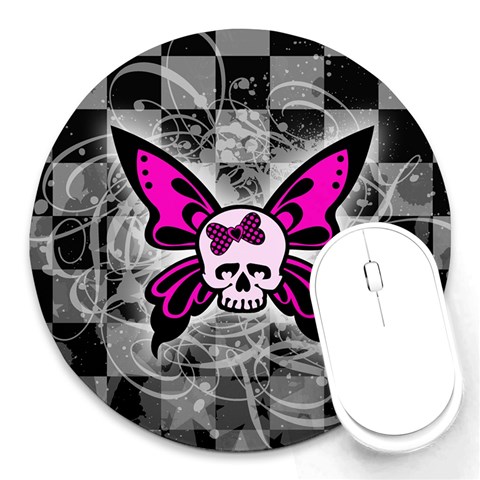 Skull Butterfly Round Mousepad from ArtsNow.com Front