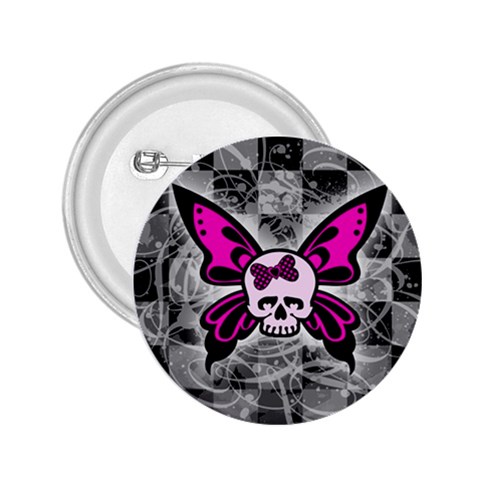 Skull Butterfly 2.25  Button from ArtsNow.com Front