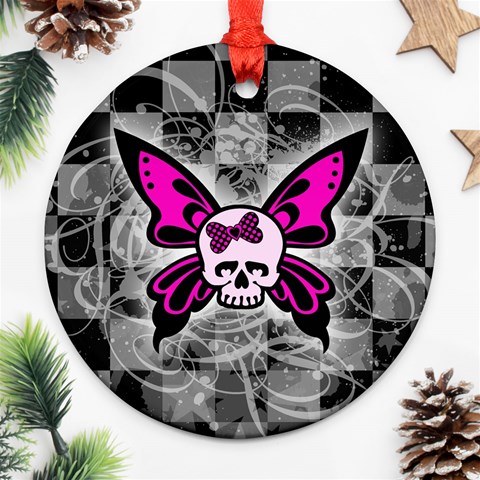 Skull Butterfly Ornament (Round) from ArtsNow.com Front