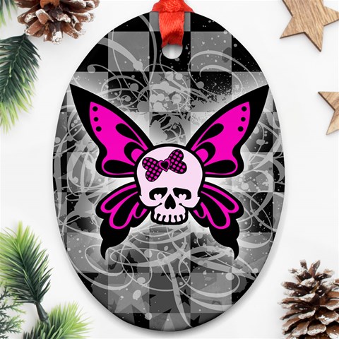 Skull Butterfly Ornament (Oval) from ArtsNow.com Front