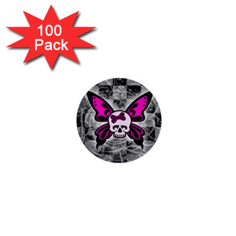 Skull Butterfly 1  Mini Button (100 pack)  from ArtsNow.com Front