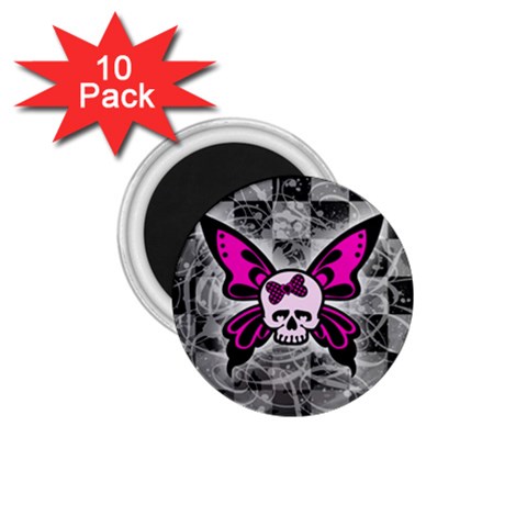 Skull Butterfly 1.75  Magnet (10 pack)  from ArtsNow.com Front