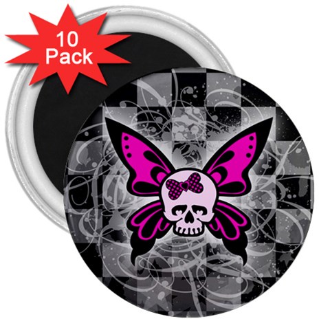 Skull Butterfly 3  Magnet (10 pack) from ArtsNow.com Front