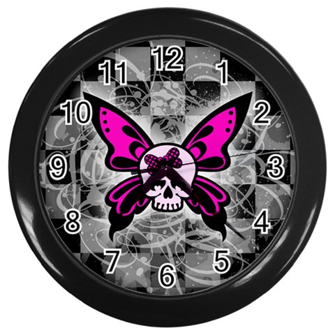 Skull Butterfly Wall Clock (Black) from ArtsNow.com Front