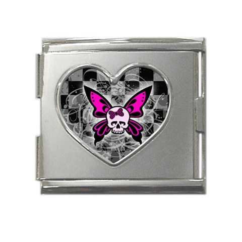 Skull Butterfly Mega Link Heart Italian Charm (18mm) from ArtsNow.com Front