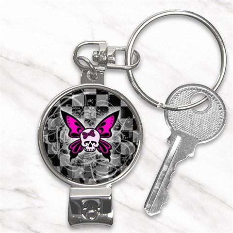 Skull Butterfly Nail Clippers Key Chain from ArtsNow.com Front