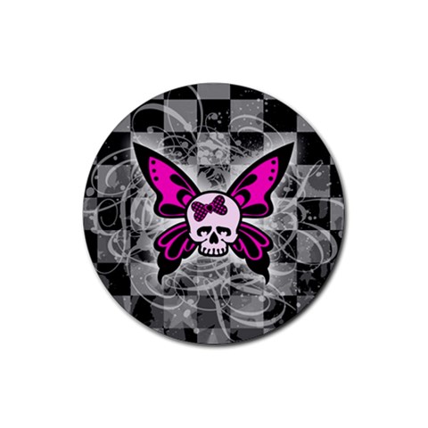 Skull Butterfly Rubber Round Coaster (4 pack) from ArtsNow.com Front