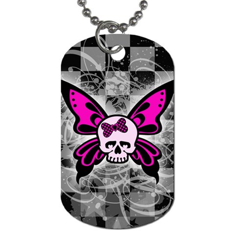 Skull Butterfly Dog Tag (One Side) from ArtsNow.com Front