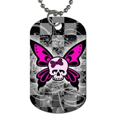 Skull Butterfly Dog Tag (Two Sides) from ArtsNow.com Front