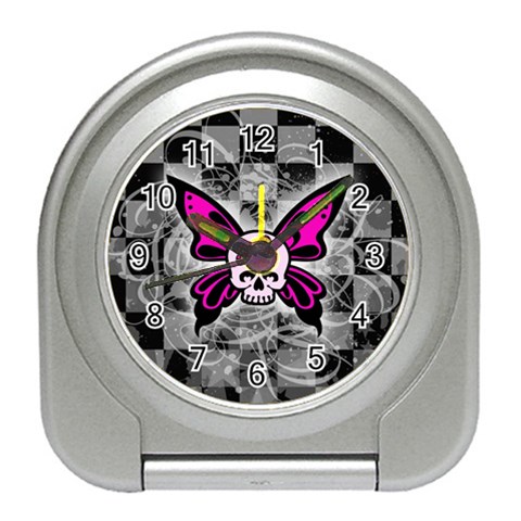 Skull Butterfly Travel Alarm Clock from ArtsNow.com Front