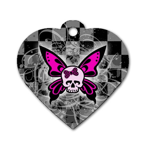 Skull Butterfly Dog Tag Heart (One Side) from ArtsNow.com Front