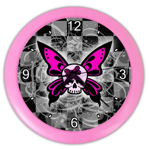 Skull Butterfly Color Wall Clock from ArtsNow.com Front