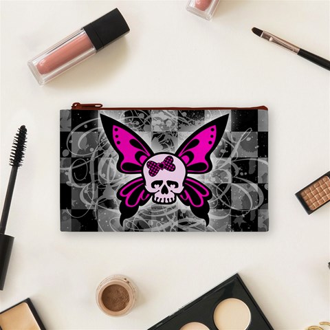 Skull Butterfly Cosmetic Bag (Small) from ArtsNow.com Front