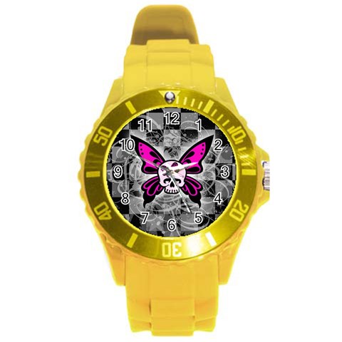 Skull Butterfly Round Plastic Sport Watch Large from ArtsNow.com Front