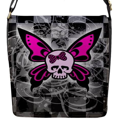 Skull Butterfly Flap closure messenger bag (Small) from ArtsNow.com Front