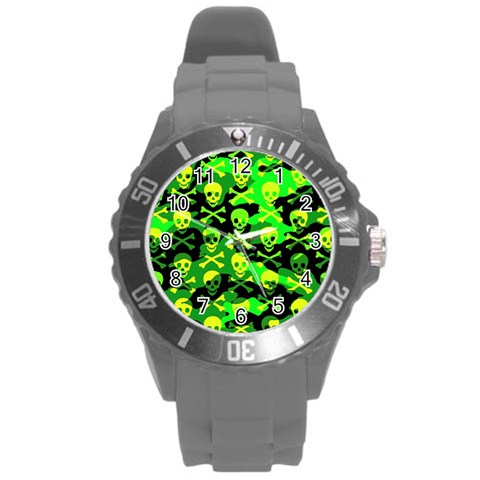 Skull Camouflage Round Plastic Sport Watch Large from ArtsNow.com Front