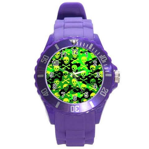 Skull Camouflage Round Plastic Sport Watch Large from ArtsNow.com Front