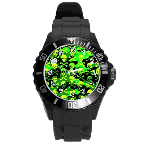 Skull Camouflage Round Plastic Sport Watch Large from ArtsNow.com Front