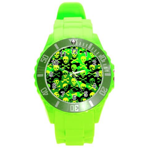 Skull Camouflage Round Plastic Sport Watch Large from ArtsNow.com Front