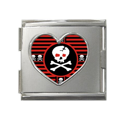 Skull Cross Mega Link Heart Italian Charm (18mm) from ArtsNow.com Front