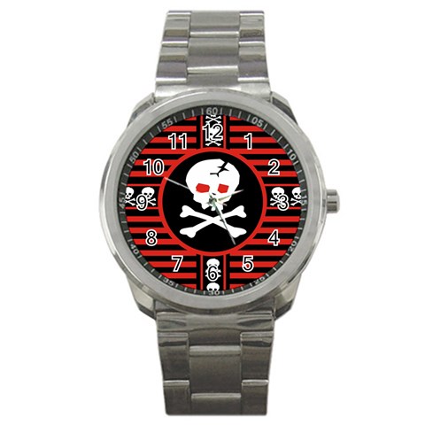 Skull Cross Sport Metal Watch from ArtsNow.com Front