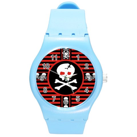 Skull Cross Round Plastic Sport Watch Medium from ArtsNow.com Front