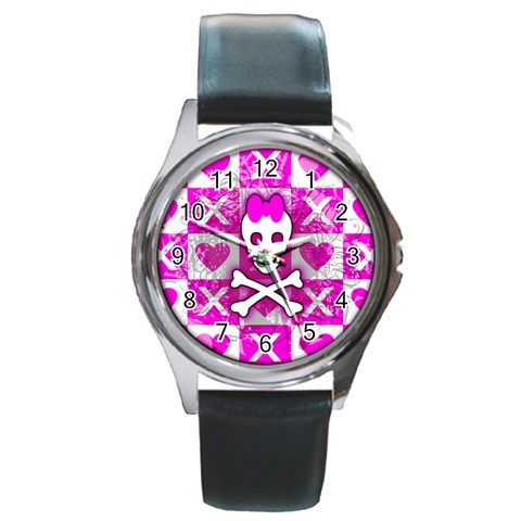 Skull Princess Round Metal Watch from ArtsNow.com Front