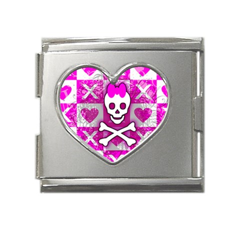 Skull Princess Mega Link Heart Italian Charm (18mm) from ArtsNow.com Front