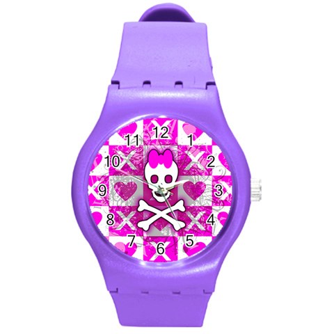 Skull Princess Round Plastic Sport Watch Medium from ArtsNow.com Front