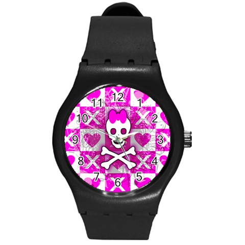 Skull Princess Round Plastic Sport Watch Medium from ArtsNow.com Front