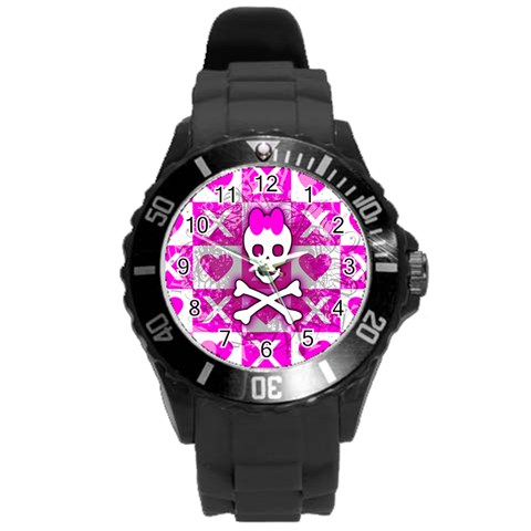 Skull Princess Round Plastic Sport Watch Large from ArtsNow.com Front