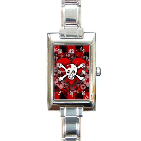 Skull Romance  Rectangular Italian Charm Watch from ArtsNow.com Front