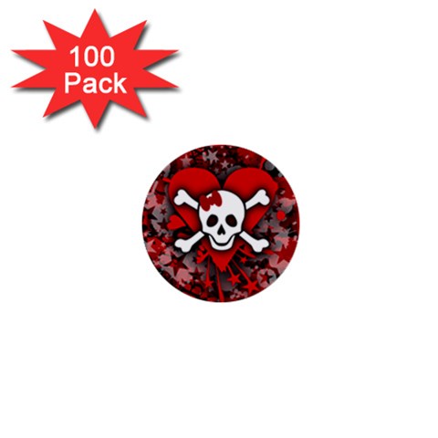 Skull Romance  1  Mini Button (100 pack)  from ArtsNow.com Front