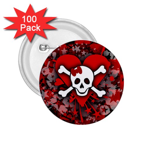 Skull Romance  2.25  Button (100 pack) from ArtsNow.com Front