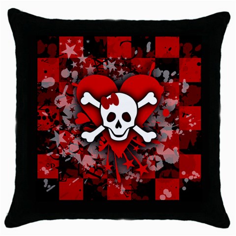 Skull Romance  Throw Pillow Case (Black) from ArtsNow.com Front