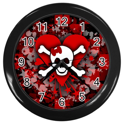 Skull Romance  Wall Clock (Black) from ArtsNow.com Front