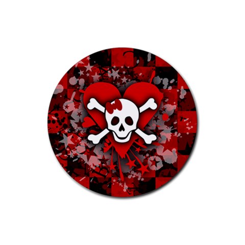 Skull Romance  Rubber Coaster (Round) from ArtsNow.com Front