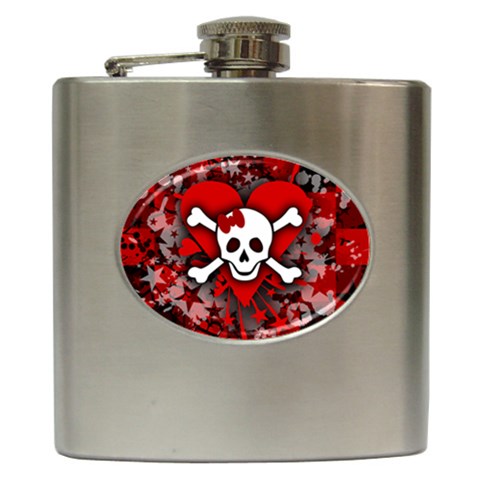 Skull Romance  Hip Flask (6 oz) from ArtsNow.com Front