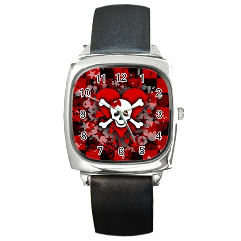 Skull Romance  Square Metal Watch from ArtsNow.com Front